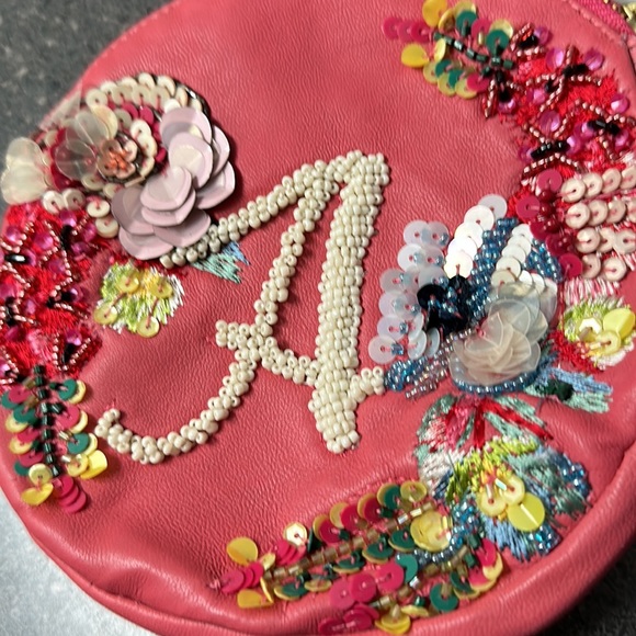 Anthropologie Leather Monogram A Beaded Bag - Picture 3 of 8